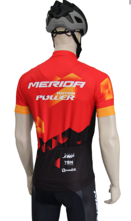 Cyklistický dres pánský MERIDA SPORT červeno-oranžovo-černý vel. L