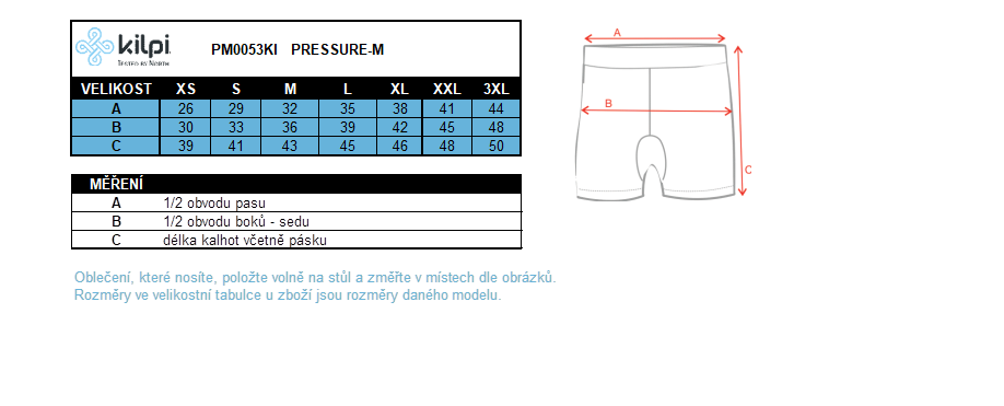 Cyklistické kalhoty krátké KILPI PRESSURE-M černé do pasu